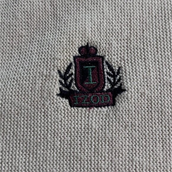 VTG IZOD CREST LOGO WHITE MENS M MADE IN USA PREPPY UNIVERSITY SWEATER CARDIGAN - Picture 4 of 7